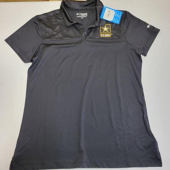 COLUMBIA GOLF US ARMY BLACK CAMO SHORT SLEEVE HOT WEATHER POLO SHIRT L NWT - Picture 1 of 6